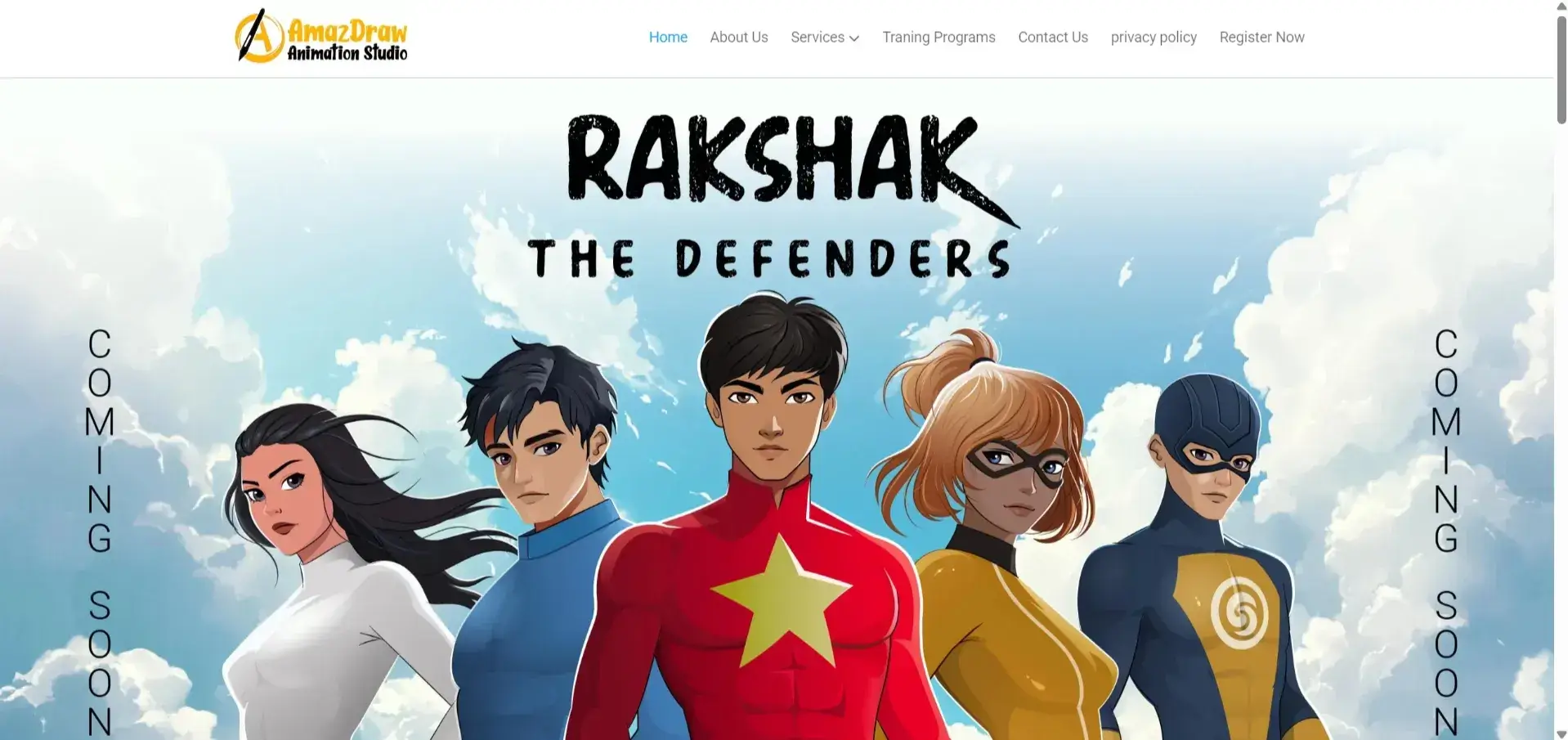 Amazdraw 2D Animation & Creative Services website